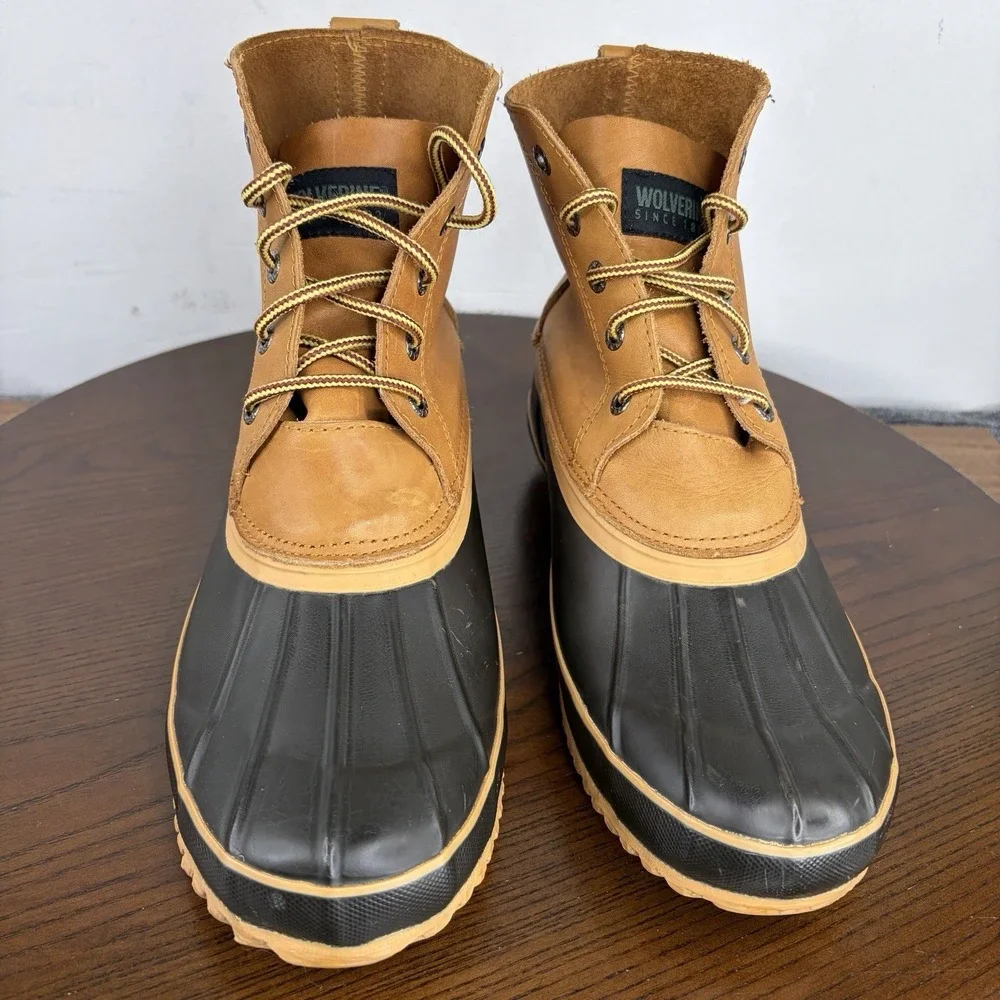 Wolverine Boots Men's 11 Brown Black Leather Waterproof Duck Rain Snow Winter